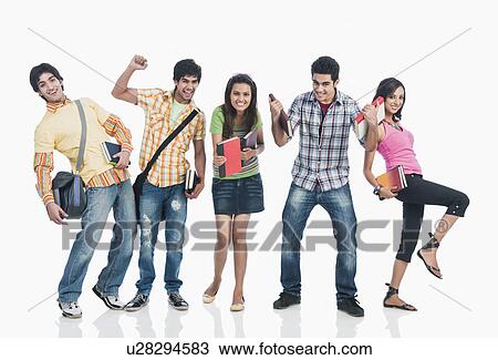 Stock Image - College students having fun. Fotosearch