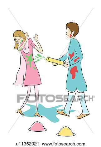Couple celebrating Holi with colors View Large Photo Image Stock Image - Couple celebrating Holi with colors. Fotosearch