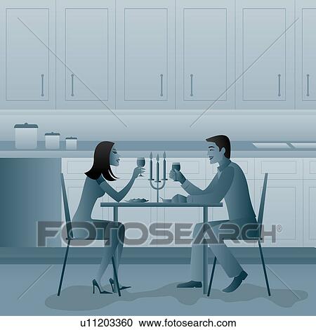 Couple having a candlelight dinner at home View Large Photo Image Stock Image - Couple having a candlelight dinner at home. Fotosearch