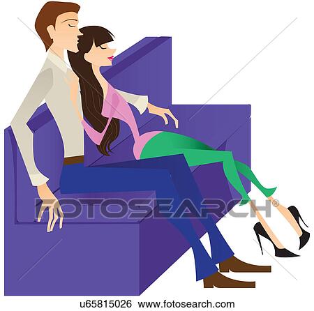 Couple sitting together on a couch View Large Photo Image Stock Photograph - Couple sitting together on a couch. Fotosearch