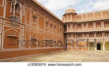 Picture - Courtyard of a palace, City Palace, Jaipur, Rajasthan, India. Fotosearch