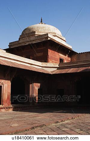Stock Image - Courtyard of a palace, Fatehpur Sikri, Agra, Uttar Pradesh, India. Fotosearch