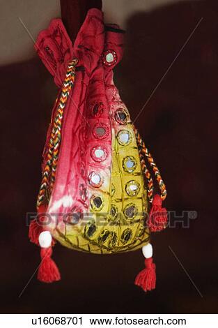 Stock Image - Craft product for sale at a market stall, New Delhi, India. Fotosearch