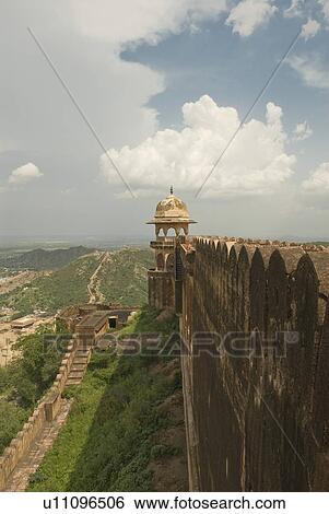 Defensive wall of a fort, Jaigarh Fort, Jaipur, Rajasthan, India View Large Photo Image Stock Photograph - Defensive wall of a fort, Jaigarh Fort, Jaipur, Rajasthan, India. Fotosearch