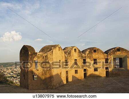 Defensive wall of a fort, Nahargarh Fort, Jaipur, Rajasthan, India View Large Photo Image Stock Photography - Defensive wall of a fort, Nahargarh Fort, Jaipur, Rajasthan, India. Fotosearch