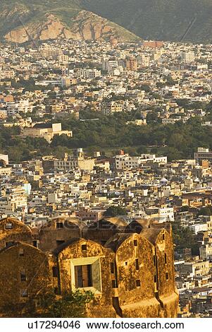 Defensive wall of a fort with cityscape, Nahargarh Fort, Jaipur, Rajasthan, India View Large Photo Image Stock Photograph - Defensive wall of a fort with cityscape, Nahargarh Fort, Jaipur, Rajasthan, India. Fotosearch