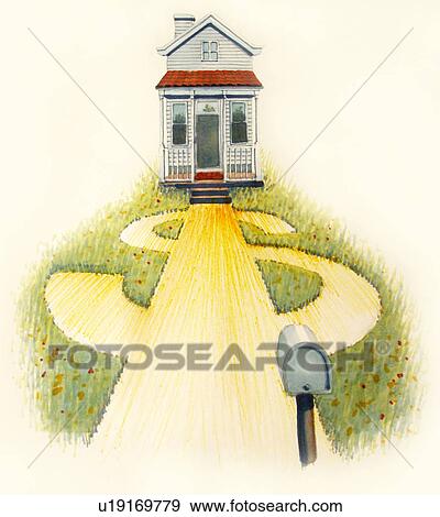 Dollar sign path leading to a house View Large Photo Image Stock Photo - Dollar sign path leading to a house. Fotosearch