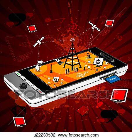 Stock Image - Emails being downloaded on a smart phone. Fotosearch