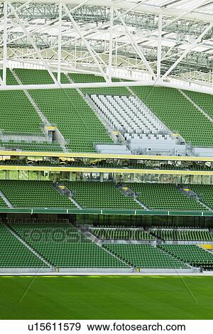 Stock Photo - Empty rugby stadium, Aviva Stadium, Dublin, Republic of Ireland. Fotosearch