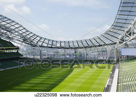 Stock Photo - Empty rugby stadium, Aviva Stadium, Dublin, Republic of Ireland. Fotosearch