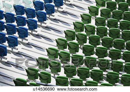 Stock Image - Empty seats in a rugby stadium, Aviva Stadium, Dublin, Republic of Ireland. Fotosearch