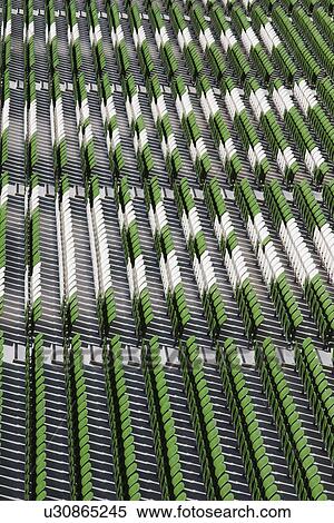 Stock Photography - Empty seats in a rugby stadium, Aviva Stadium, Dublin, Republic of Ireland. Fotosearch