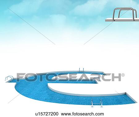 Stock Image - Euro shaped swimming pool. Fotosearch