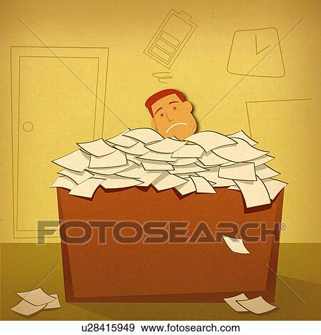 Exhausted businessman over-burdened with work View Large Photo Image Stock Photo - Exhausted businessman over-burdened with work. Fotosearch