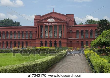 Stock Image - Facade of a courthouse, Karnataka High Court, Bangalore, Karnataka, India. Fotosearch