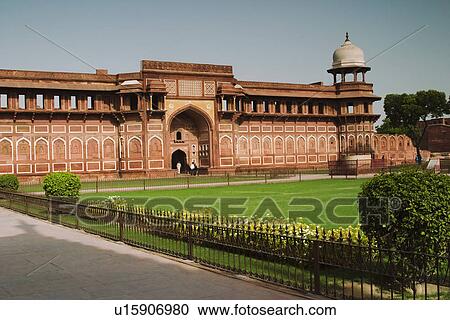 Stock Image - Facade of a fort, Agra Fort, Agra, Uttar Pradesh, India. Fotosearch