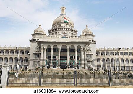 Picture - Facade of a government building, Vidhana Soudha, Bangalore, Karnataka, India. Fotosearch
