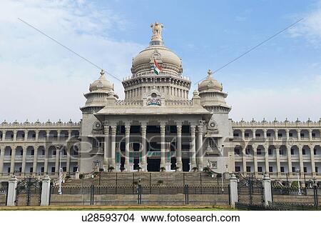 Picture - Facade of a government building, Vidhana Soudha, Bangalore, Karnataka, India. Fotosearch