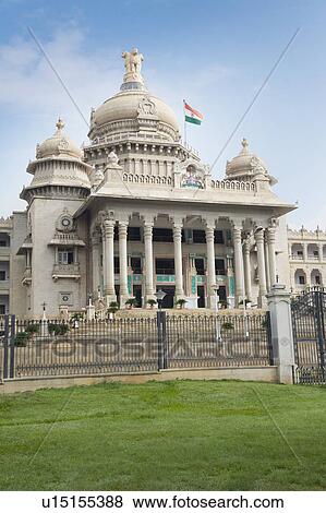 Stock Photo - Facade of a government building, Vidhana Soudha, Bangalore, Karnataka, India. Fotosearch