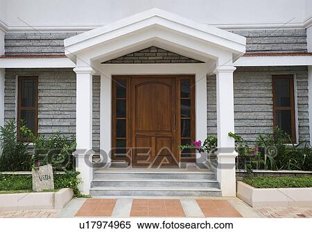 Stock Photography - Facade of a house, Bangalore, Karnataka, India. Fotosearch