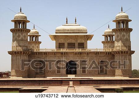 Stock Image - Facade of a mausoleum, Itmad-ud-Daulah's Tomb, Agra, Uttar Pradesh, India. Fotosearch