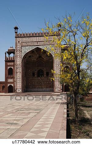 Facade of a mausoleum, Tomb Of Akbar The Great, Sikandra, Agra, Uttar Pradesh, India View Large Photo Image Stock Image - Facade of a mausoleum, Tomb Of Akbar The Great, Sikandra, Agra, Uttar Pradesh, India. Fotosearch