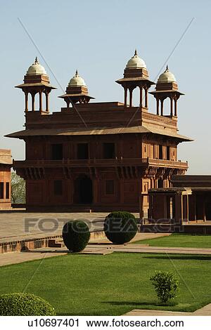 Stock Image - Facade of a palace, Diwan-I-Khas, Fatehpur Sikri, Agra, Uttar Pradesh, India. Fotosearch