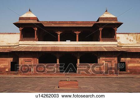 Stock Image - Facade of a palace, Fatehpur Sikri, Agra, Uttar Pradesh, India. Fotosearch