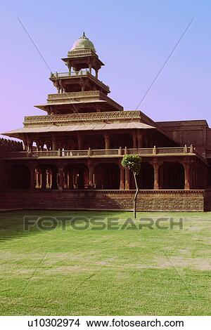 Picture - Facade of a palace, Panch Mahal, Fatehpur Sikri, Agra, Uttar Pradesh, India. Fotosearch