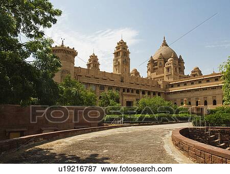 Stock Photo - Facade of a palace, Umaid Bhawan Palace, Jodhpur, Rajasthan, India. Fotosearch