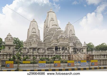 Stock Photograph - Facade of a temple, Birla Temple, Kolkata, West Bengal, India. Fotosearch