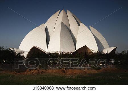 Facade of a temple, Lotus Temple, Delhi, India View Large Photo Image Stock Photo - Facade of a temple, Lotus Temple, Delhi, India. Fotosearch
