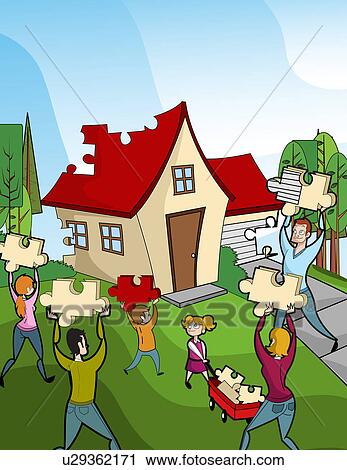Family making home in installments View Large Photo Image Stock Image - Family making home in installments. Fotosearch