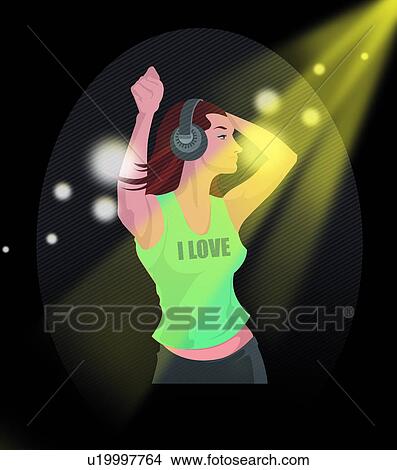 Female Disc Jockey with headphones View Large Photo Image Picture - Female Disc Jockey with headphones. Fotosearch