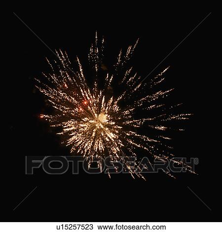 Stock Image - Fireworks display at night. Fotosearch
