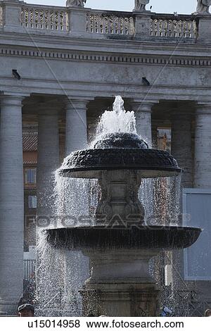 Stock Photo - Fountain at St. Peters Square, Vatican City. Fotosearch