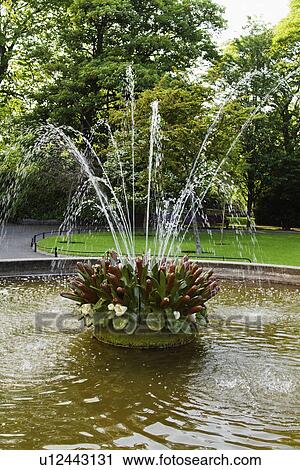 Stock Image - Fountain in a park, St Stephen's Green, Dublin, Republic of Ireland. Fotosearch