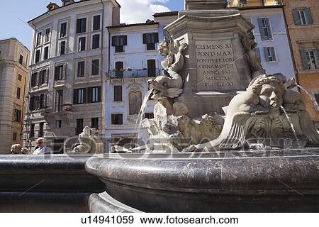 Stock Photo - Fountain, Piazza Della Rotonda, Rome, Lazio, Italy. Fotosearch