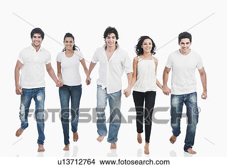Picture - Friends running together. Fotosearch