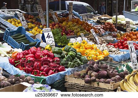 Fruits and vegetables at a market stall, Republic of Ireland View Large Photo Image Stock Photo - Fruits and vegetables at a market stall, Republic of Ireland. Fotosearch