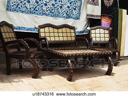 Furniture at a street market, New Delhi, India View Large Photo Image Stock Photograph - Furniture at a street market, New Delhi, India. Fotosearch