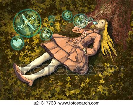 Girl lying under a tree day dreaming View Large Photo Image Stock Image - Girl lying under a tree day dreaming. Fotosearch