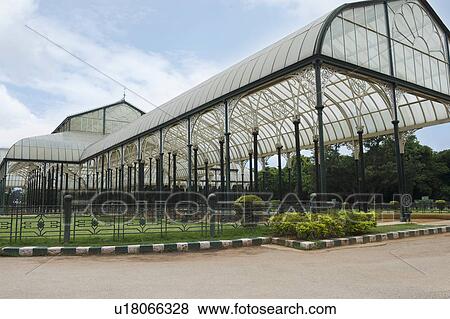 Glass house in a botanical garden, Lal Bagh Botanical Garden, Bangalore, Karnataka, India View Large Photo Image Stock Photo - Glass house in a botanical garden, Lal Bagh Botanical Garden, Bangalore, Karnataka, India. Fotosearch