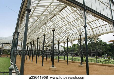 Glass house in a botanical garden, Lal Bagh Botanical Garden, Bangalore, Karnataka, India View Large Photo Image Stock Photo - Glass house in a botanical garden, Lal Bagh Botanical Garden, Bangalore, Karnataka, India. Fotosearch