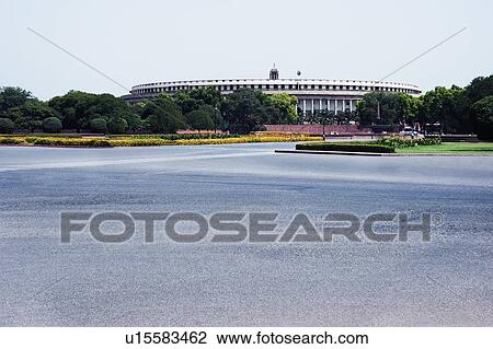 Government building at the roadside, Sansad Bhavan, New Delhi, India View Large Photo Image Stock Image - Government building at the roadside, Sansad Bhavan, New Delhi, India. Fotosearch