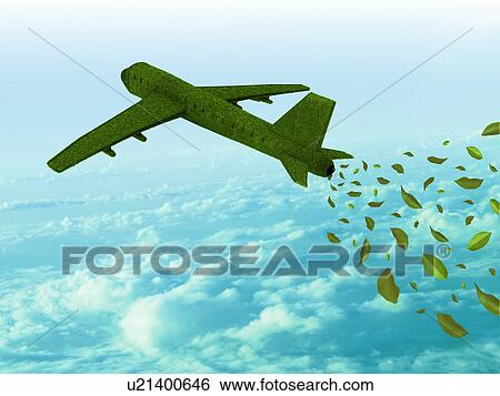 Stock Photograph - Grass rendering an airplane running on green fuel. Fotosearch