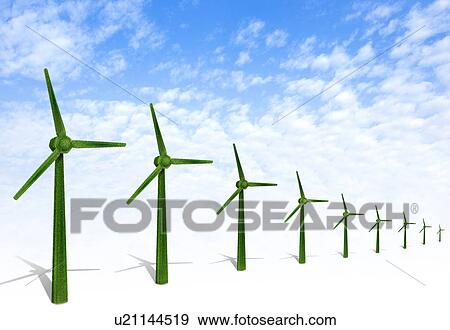 Stock Photo - Grass rendering wind turbines. Fotosearch