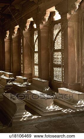 Stock Photo - Graves in a mausoleum, Fatehpur Sikri, Agra, Uttar Pradesh, India. Fotosearch