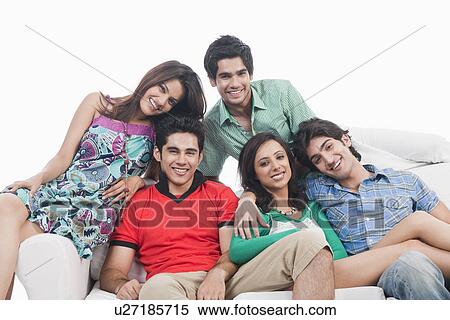 Group of friends on a couch View Large Photo Image Stock Photography - Group of friends on a couch. Fotosearch