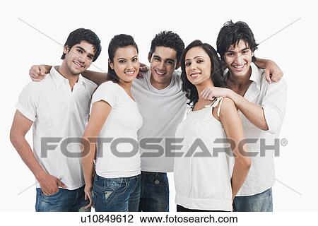 Stock Image - Group of friends posing. Fotosearch